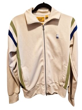 Trailer Vintage Fit Track Jacket Men's Medium Full Zip Cream Retro Y2K